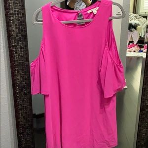 Hot pink open sleeve dress